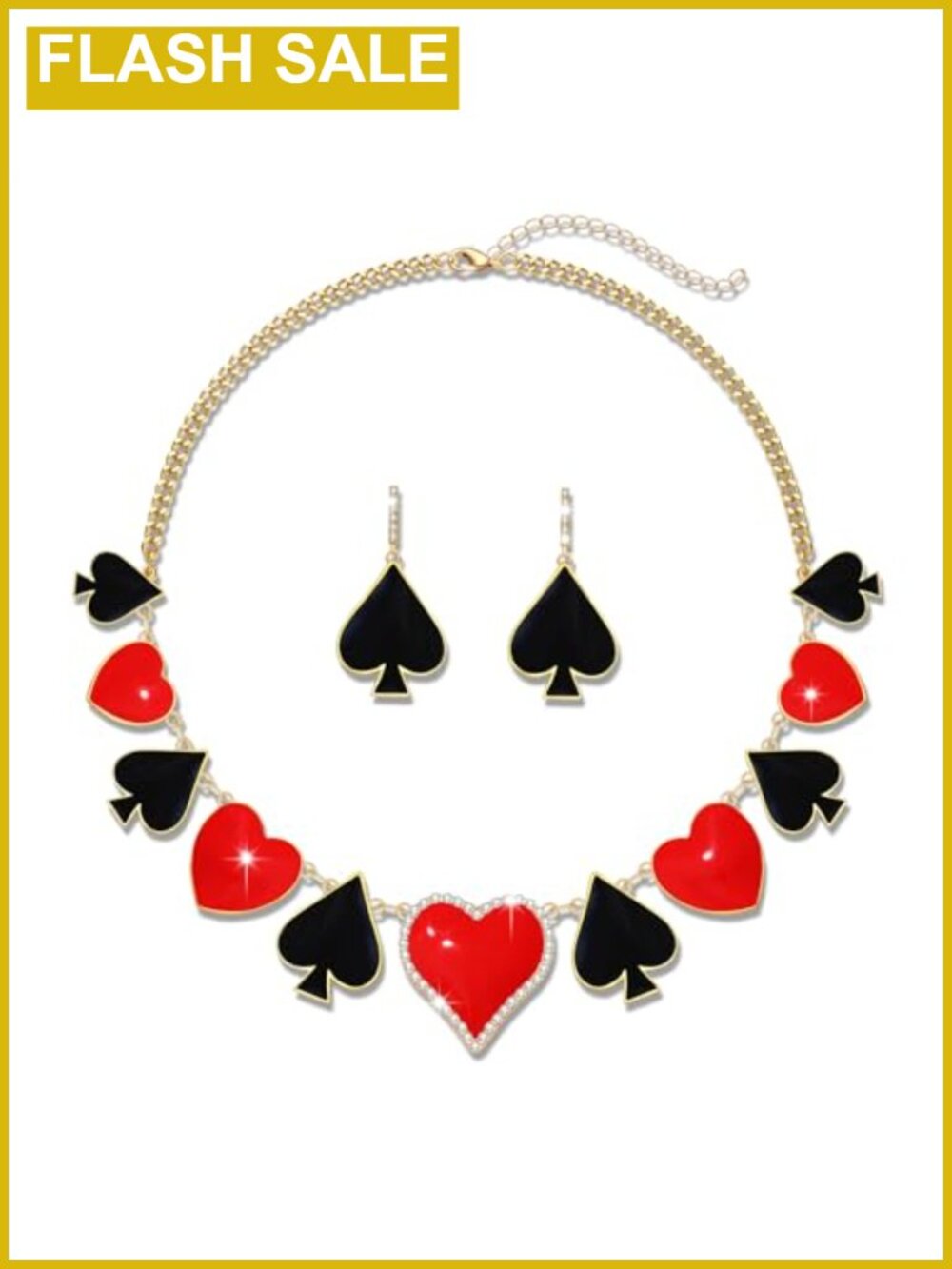 Heart Necklace Earrings Set Cosplay Halloween Gothic Jewelry for Women